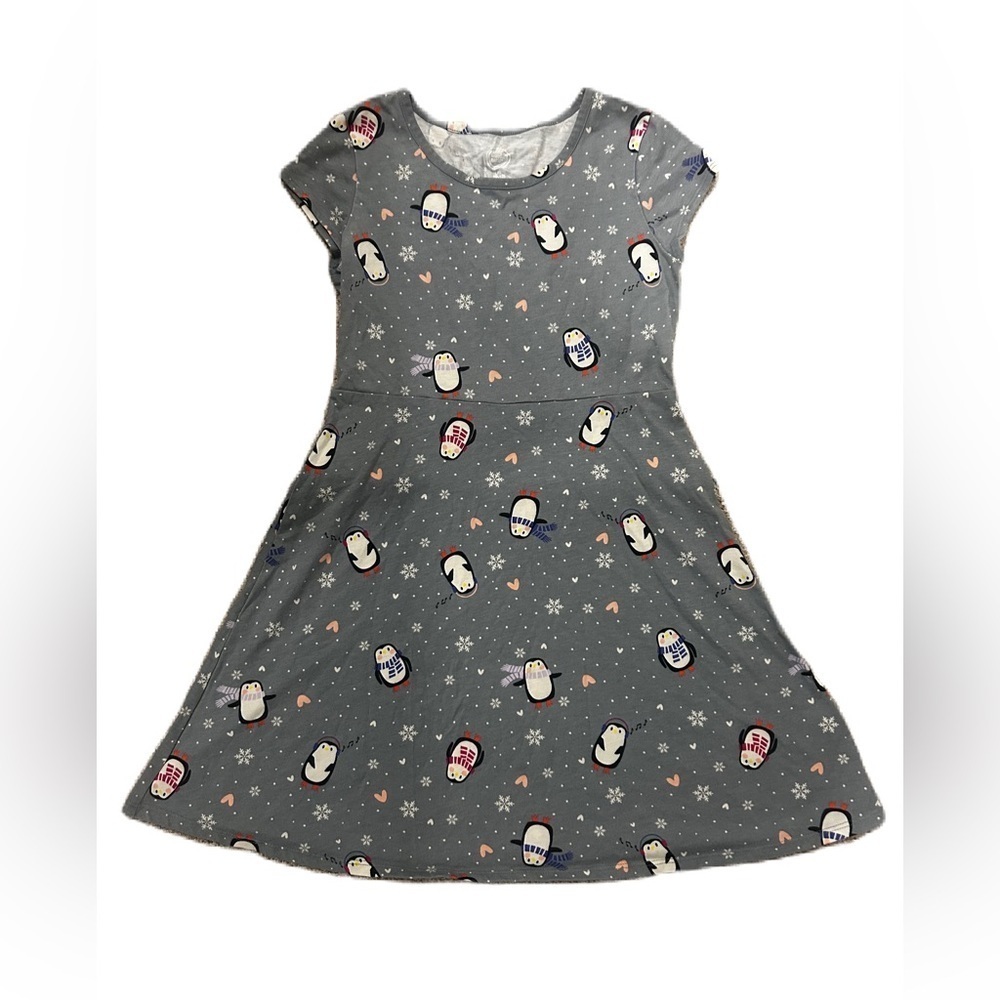 NWOT Wonder Nation Gray Penguin Print Dress Sz. Large-10/12